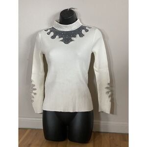 Unbranded Mesh Fitted Sweater Mesh w/ Crystal/Gem Embellishments Costume READ